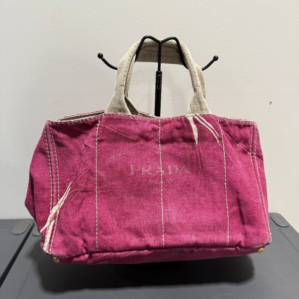 Prada Canapa Pink Canvas Handbag